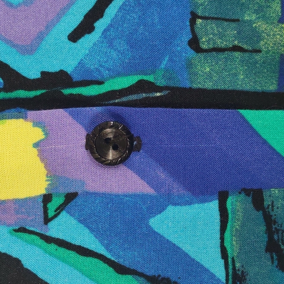 Abstract Shape Blue Purple Caliché Blouse - Picture 5 of 12